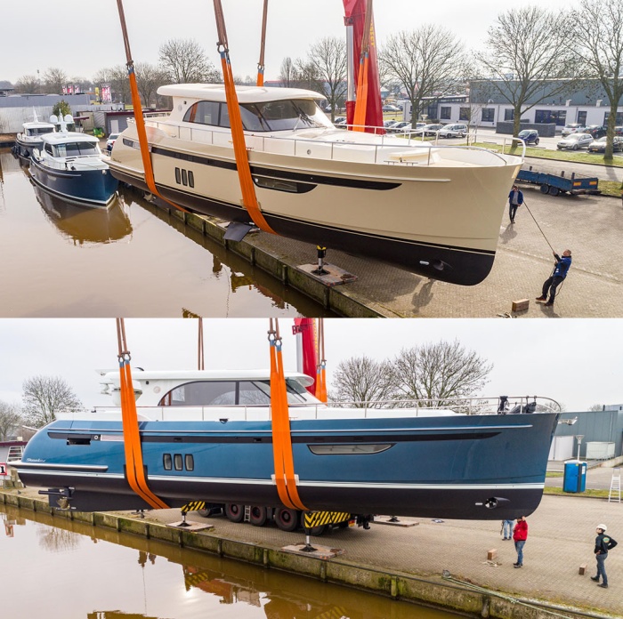EERSTE 20 METER MOTORJACHT STEELER TE WATER
