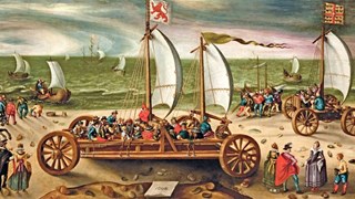 Tekening-van-de-zeilwagen-uit-1602-door-Simon-Stevin