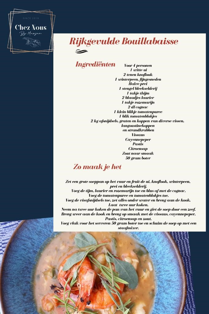 CHEZ NOUS BY MARJAN      Rijkgevulde Bouillabaisse