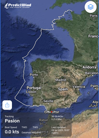 Route op Predict Wind van het deel dat Jetty solo heeft gezeild