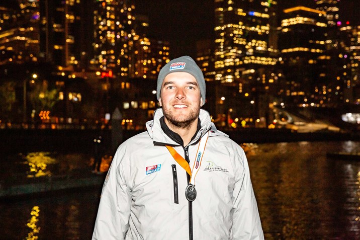 Perseverance Ambassador Tom Neef with his Leg 6 medal