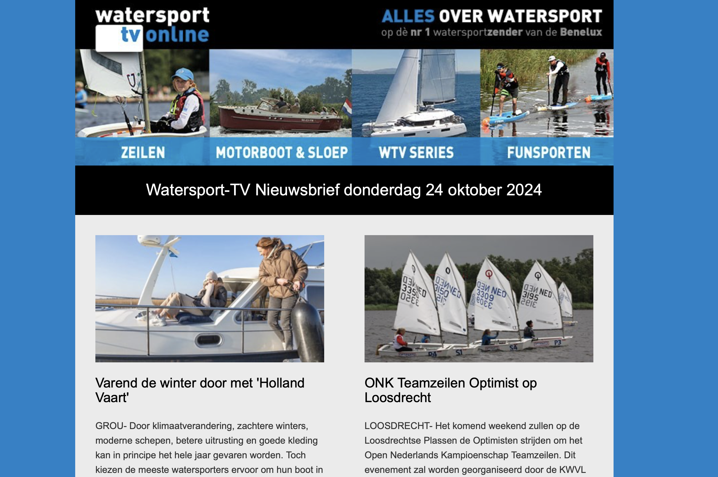 De nieuwsbrief voor watersporters